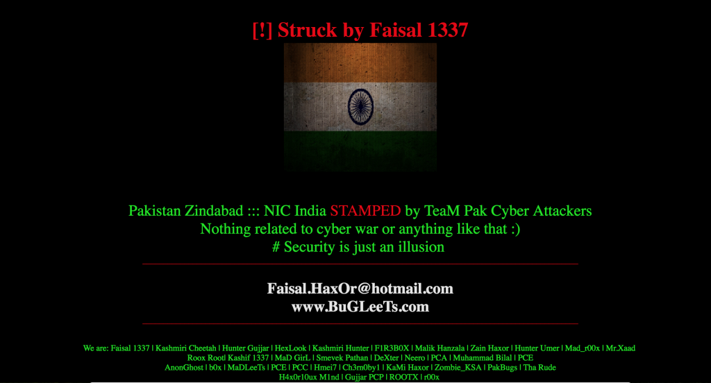 Over 40 Indian NIC/Government Websites Hacked & Defaced