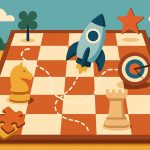 Child playing board game and solving puzzles to develop strategic thinking skills