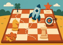Child playing board game and solving puzzles to develop strategic thinking skills