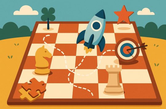 Child playing board game and solving puzzles to develop strategic thinking skills