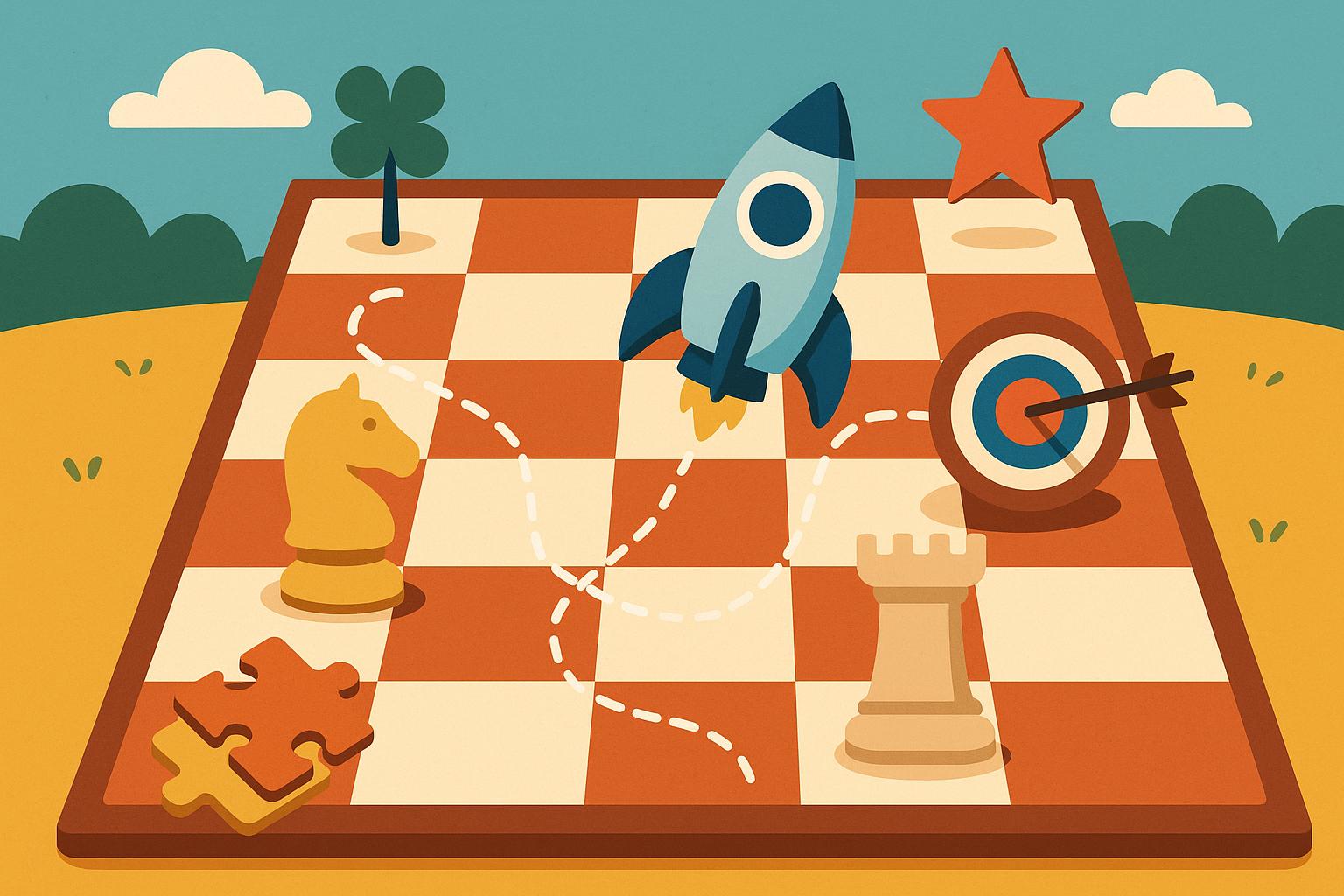 Child playing board game and solving puzzles to develop strategic thinking skills