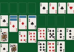 Freecell game layout with distinct card stacks and empty cells highlighting unique gameplay features