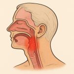 Close-up of inflamed throat showing redness and swelling, indicating persistent sore throat symptoms