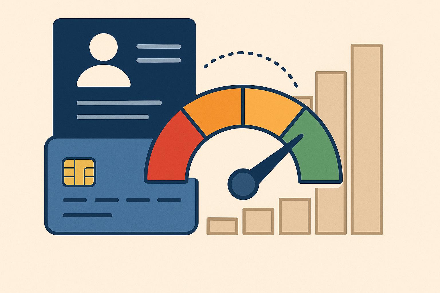 Credit card with adjustable limit gauge illustrating risk profile assessment for cardholders