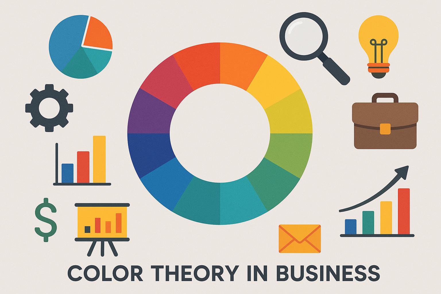 Business color wheel illustrating color theory concepts for effective branding and marketing