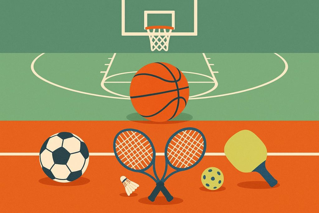 Half-court basketball setup with cones and equipment illustrating alternative training methods