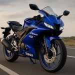 Yamaha R15 sport motorcycle parked on Indian road, ideal entry-level supersport for riders