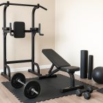 Compact condo home gym setup with affordable fitness equipment for small living spaces