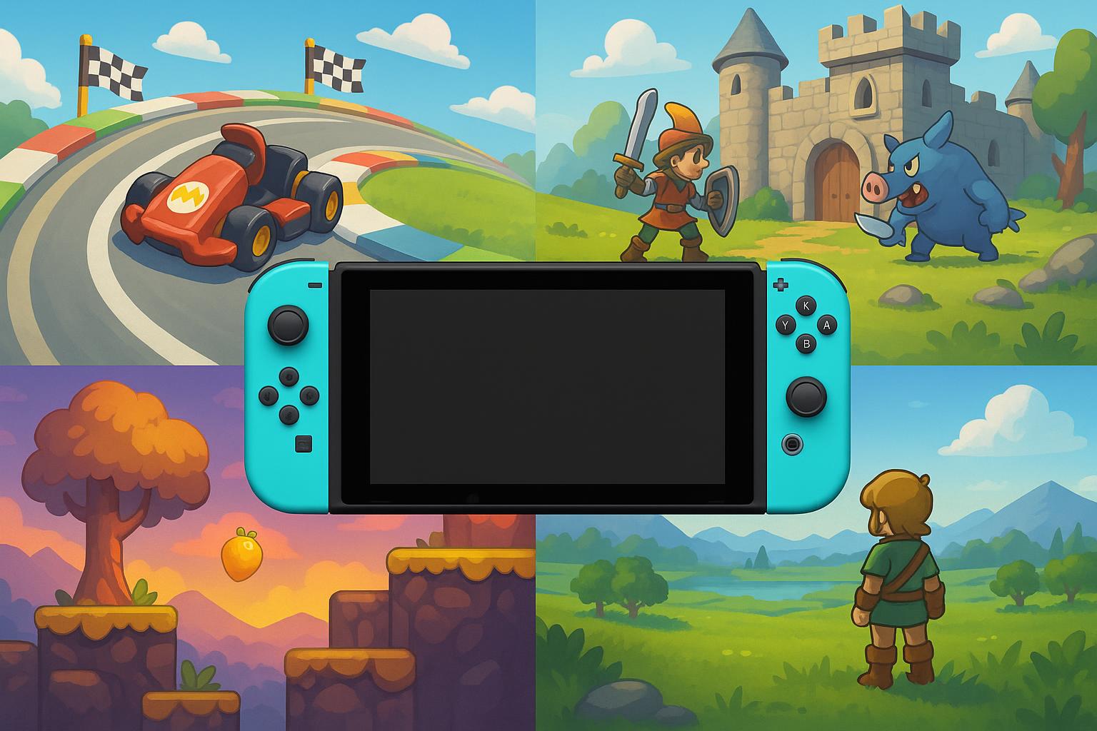 Nintendo Switch 2 console with popular game covers, showcasing top recommended titles