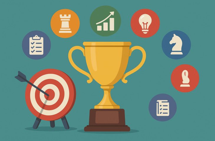 Trophy and laurel wreath symbolizing success in competitive tournaments and winning strategies