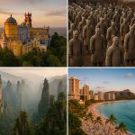 Scenic landscapes from four unique travel destinations ideal for adventurous explorers