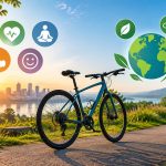 Bicycle on scenic path highlighting cycling’s personal health and environmental advantages